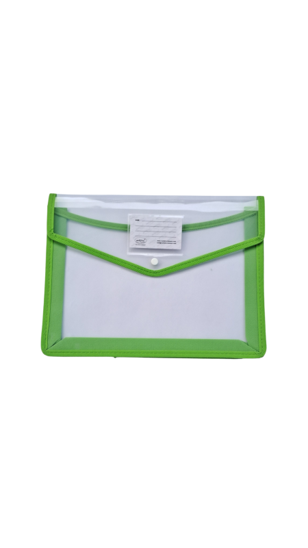 File bag | FS size | Expanding button file | Pack of 1 (4 colour variations  - yellow, green, orange, pink)